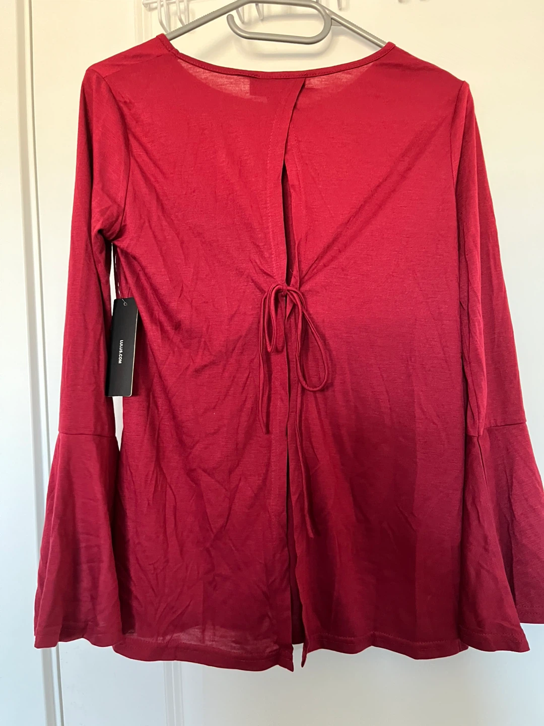 Lulus Bell Sleeve Tie Back Top - Red - photo 2