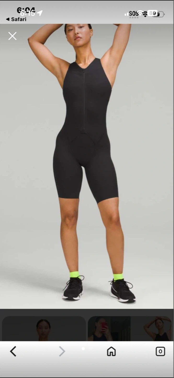 Lululemon Black Bodysuit Full Zip Shorts