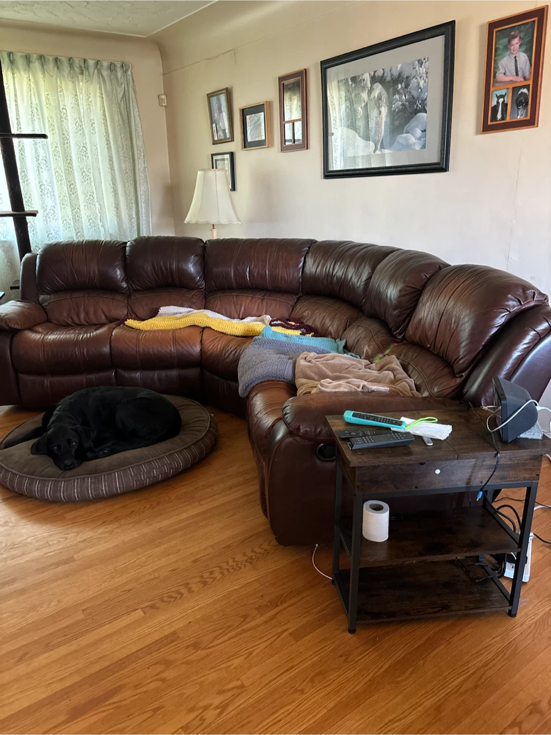 Brown Faux Leather Sectional Couch