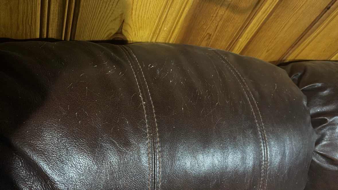Brown Faux Leather Sectional Couch - photo 2
