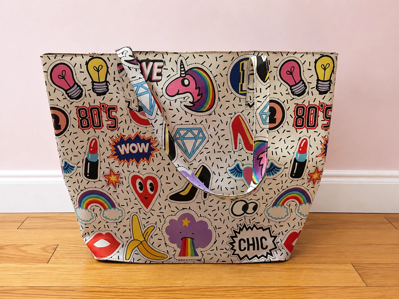 80's Style Graphic Tote Bag