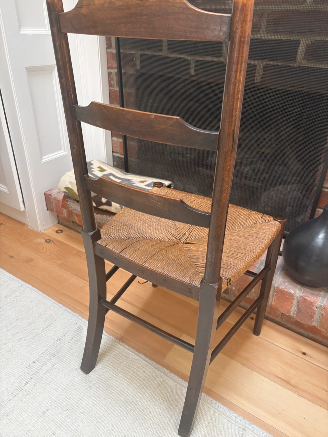 vintage Wooden Chair with Woven Seat and basket - photo 4