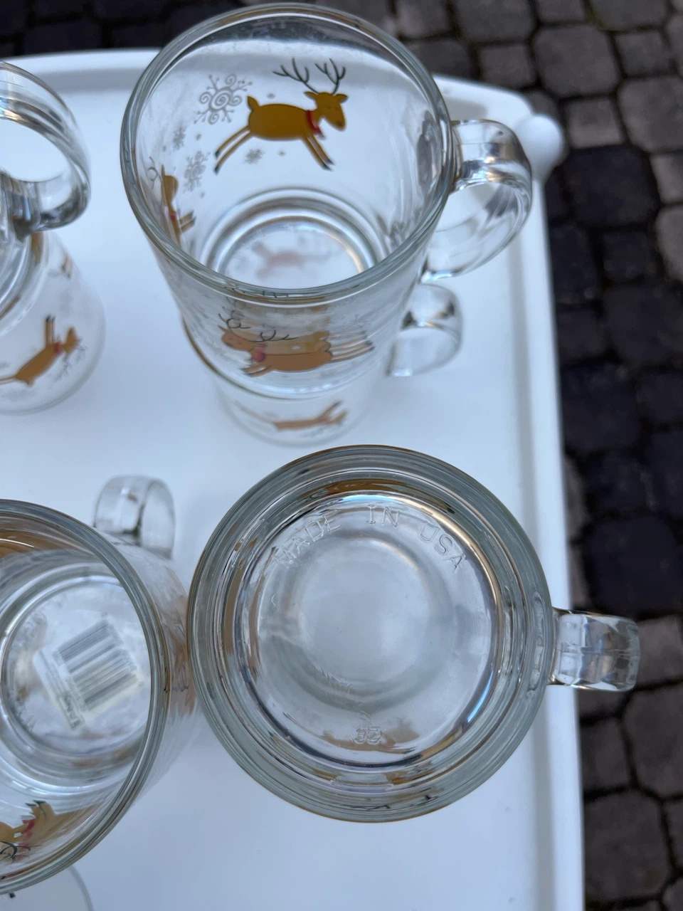 Set of Glass Mugs with Reindeer Design - photo 2