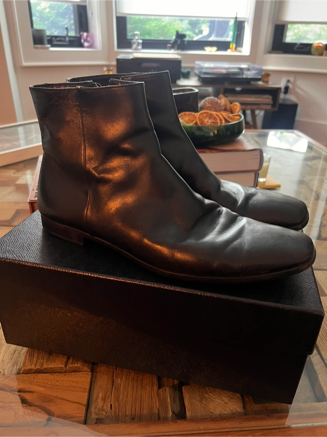 Prada Men’s Black Leather Ankle Boots