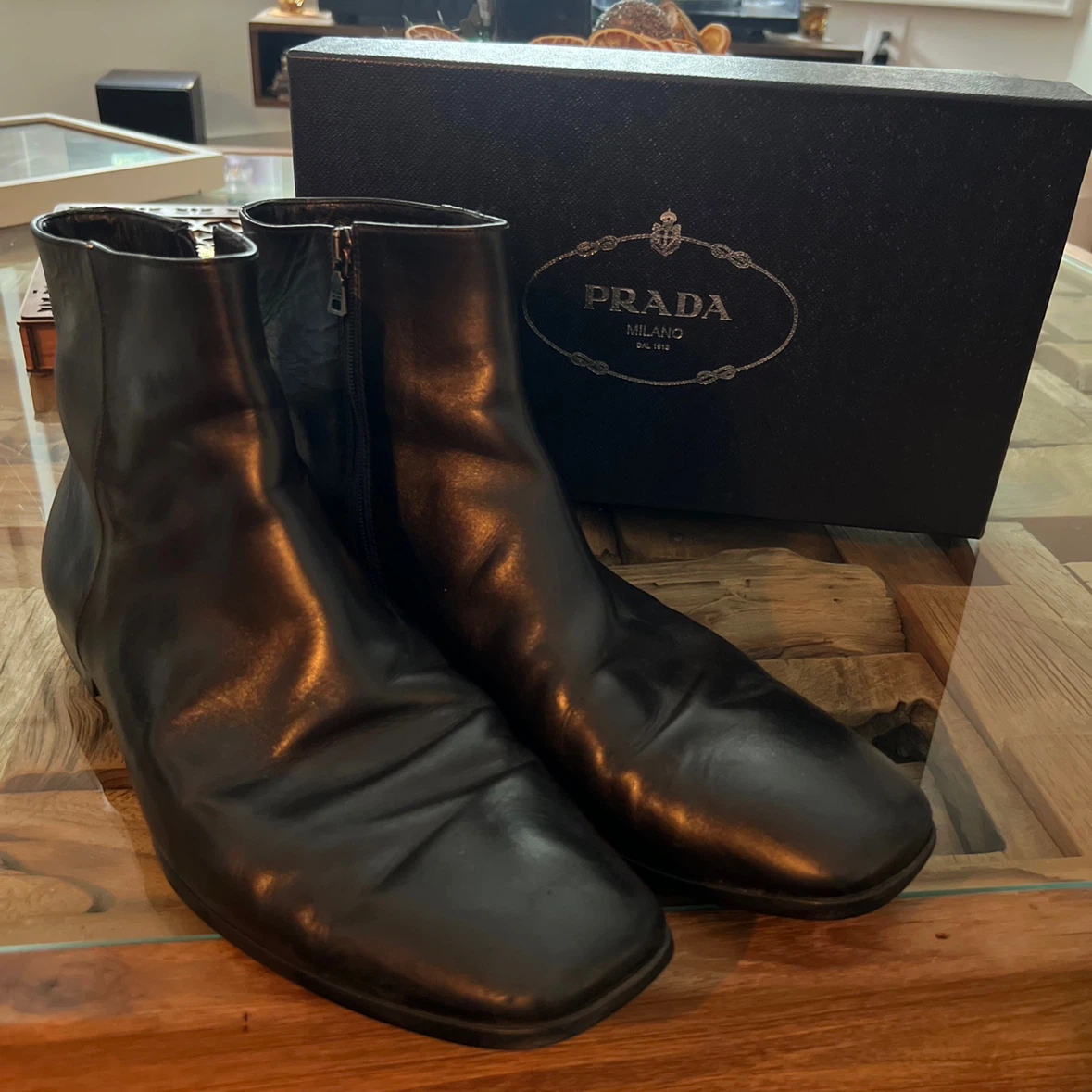 Prada Men’s Black Leather Ankle Boots - photo 3
