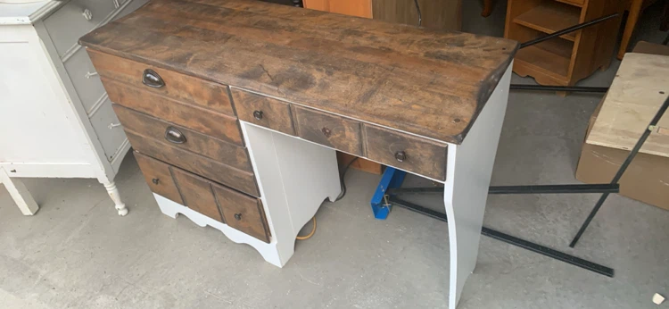 Vintage Wooden Desk with Drawers