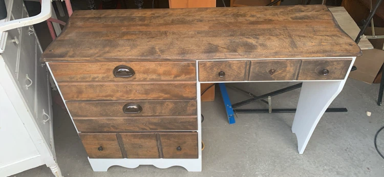 Vintage Wooden Desk with Drawers - photo 2