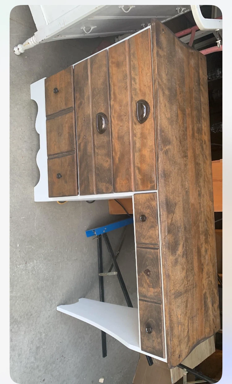 Vintage Wooden Desk with Drawers - photo 3