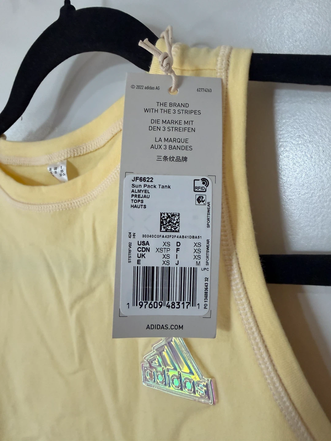 Adidas Crop Tank Top - Yellow - Size XS - photo 2