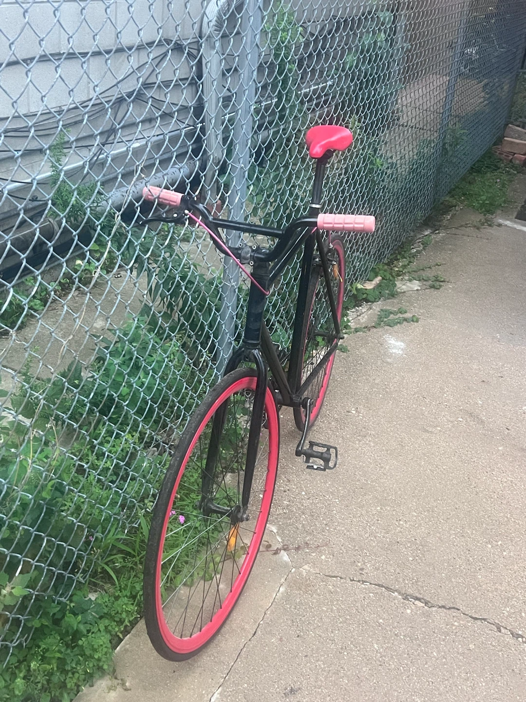 Black Bicycle with Pink Accents