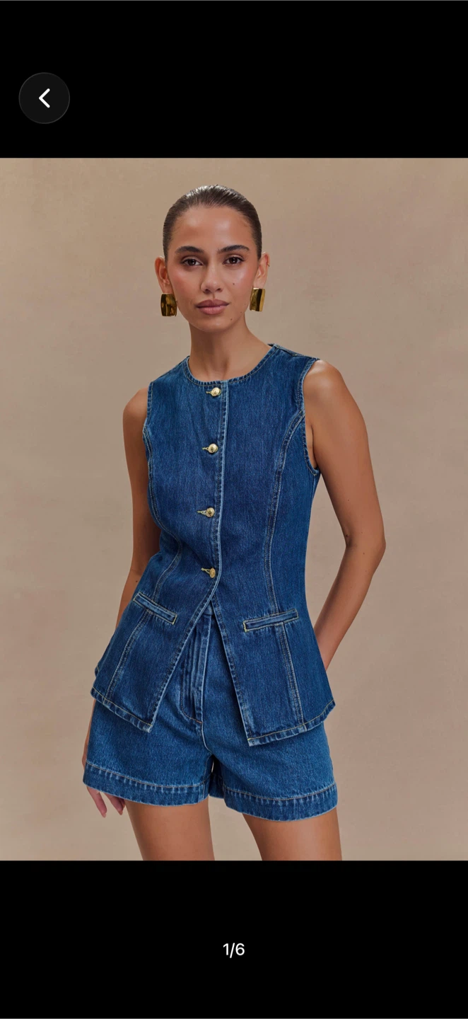MESHKI Denim Vest and Shorts Set - photo 2