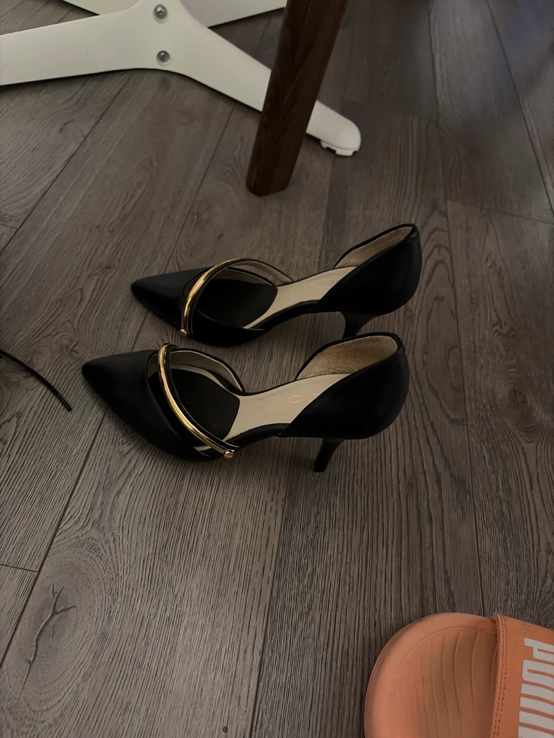ALDO Black Heels with Gold Accent