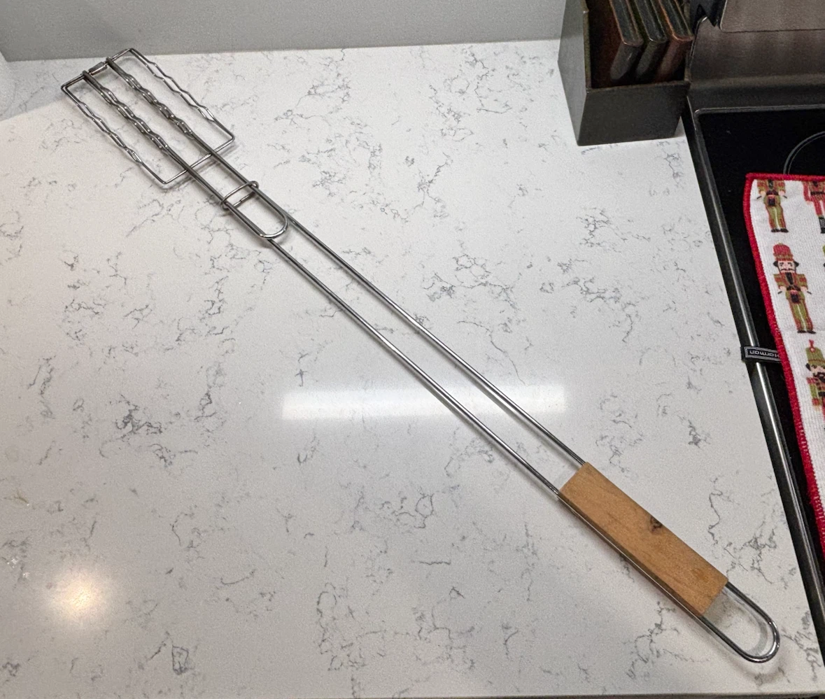 Stainless Steel Grilling Basket with Wood Handle