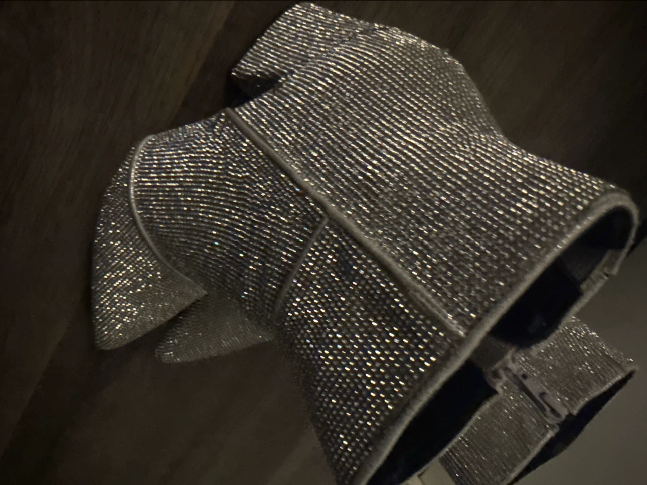 Sparkly Silver Rhinestone Ankle Boots
