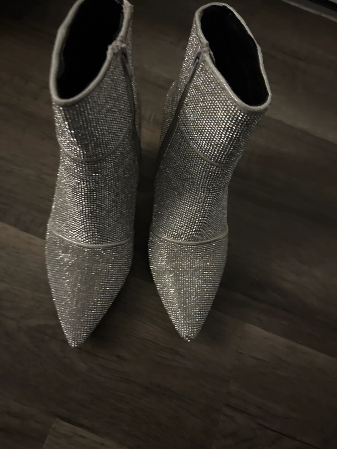 Sparkly Silver Rhinestone Ankle Boots - photo 2