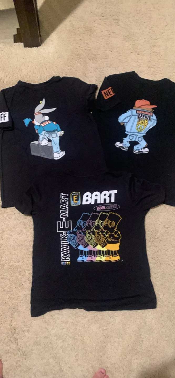 Lot of 4 Black T-Shirts - Looney Tunes, Simpsons, Tapout - photo 2