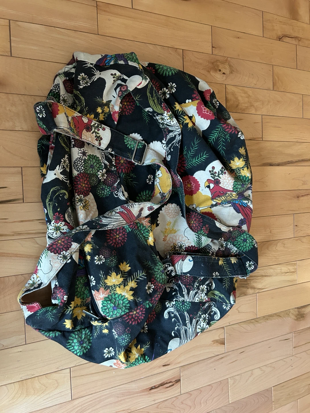 Small Duffel bag with Floral and Bird Print