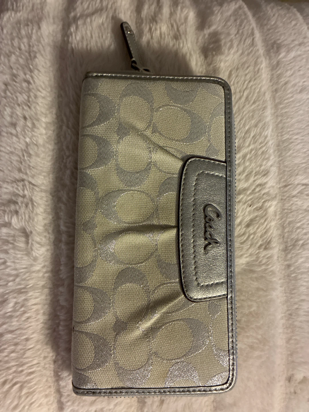 Vintage Coach Silver Signature Wristlet Wallet