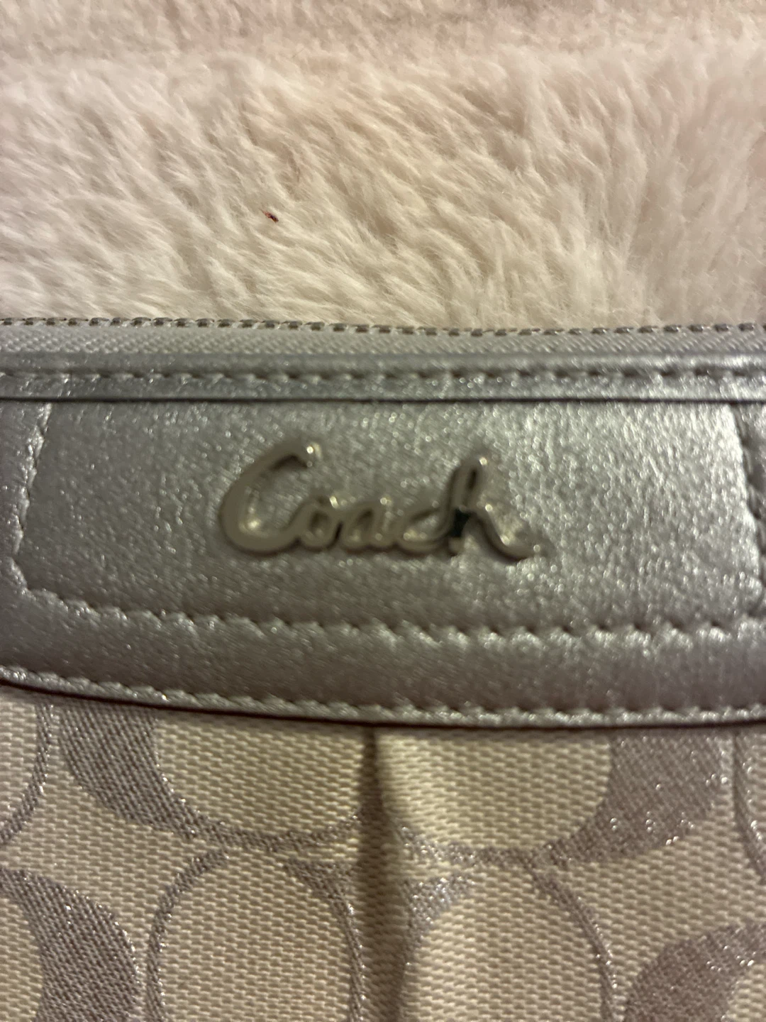 Vintage Coach Silver Signature Wristlet Wallet - photo 2