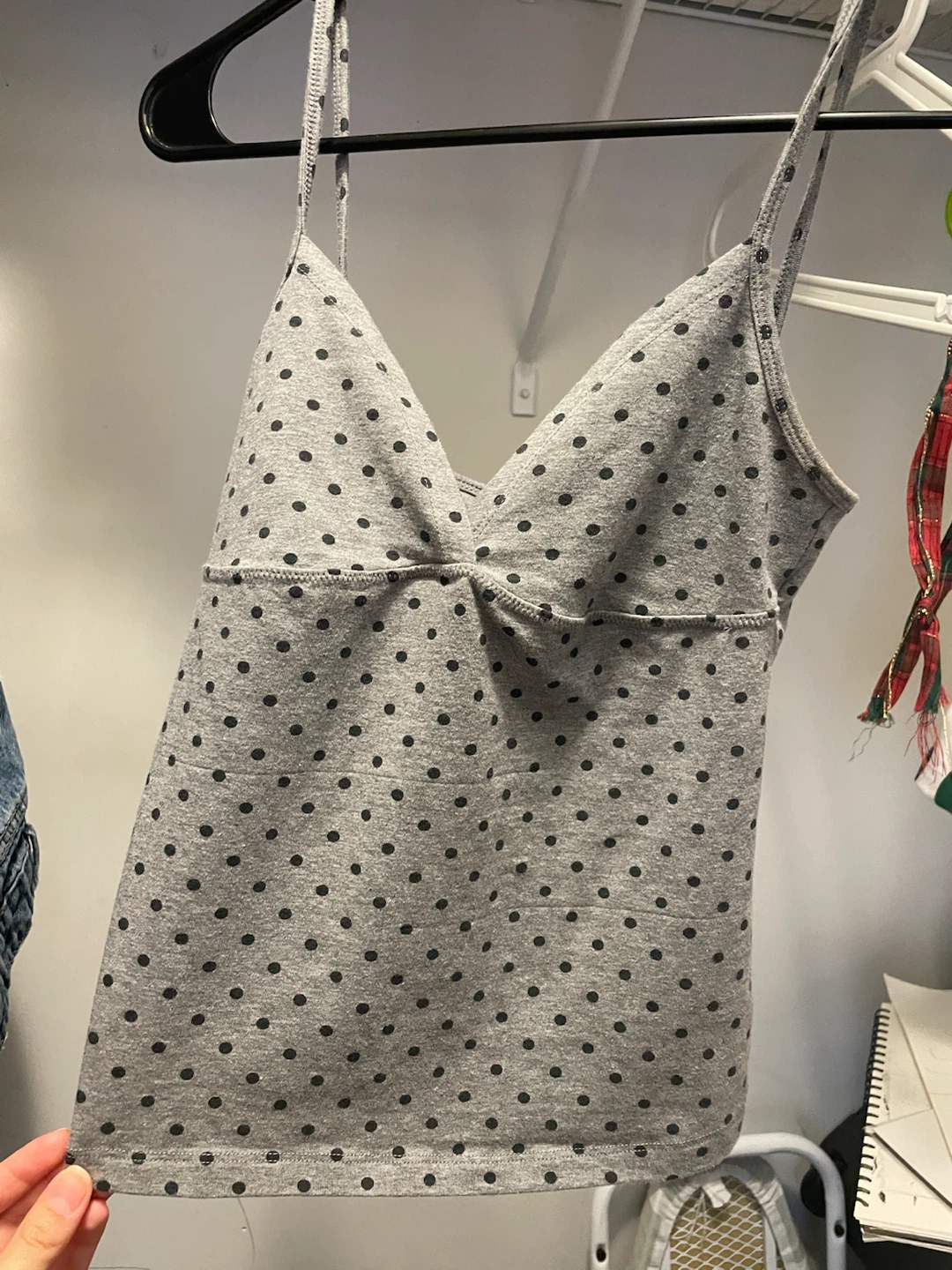 Grey polka dot cami