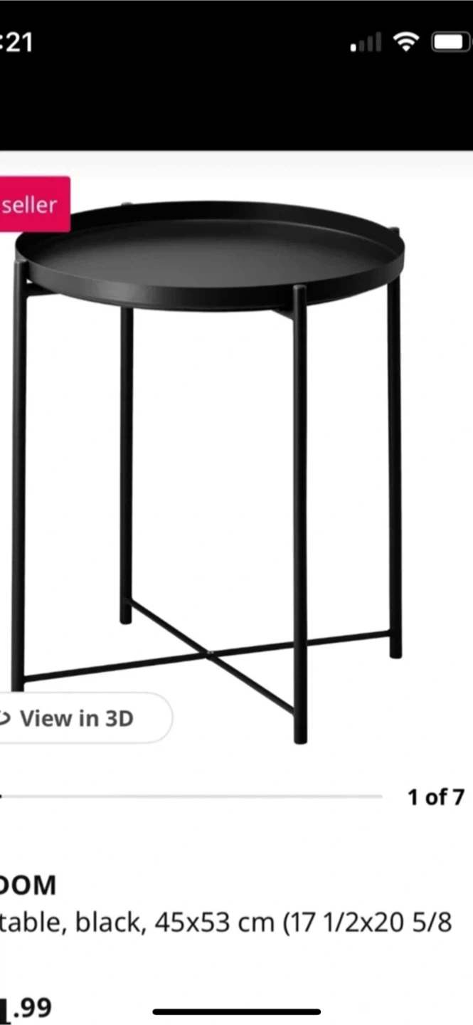 Black IKEA Gladom Side Table