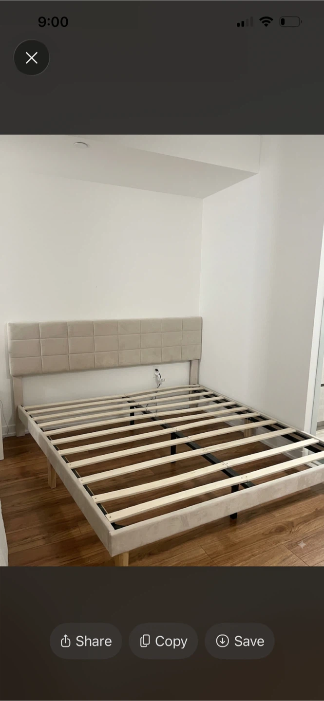 King size Velvet Upholstered Bed Frame with Headboard