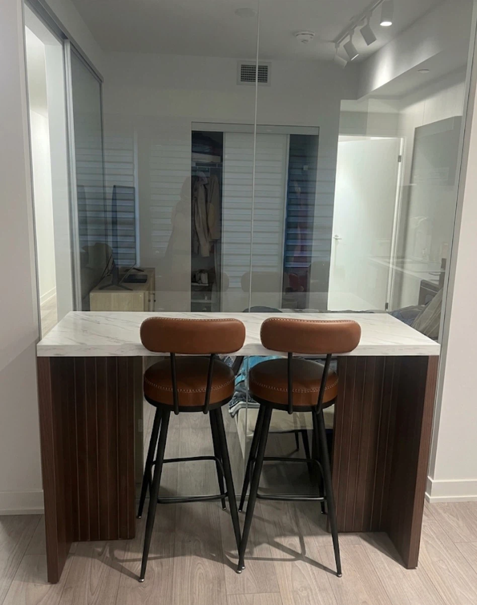 Bar Stools with Faux Leather Seat (Set of 2)