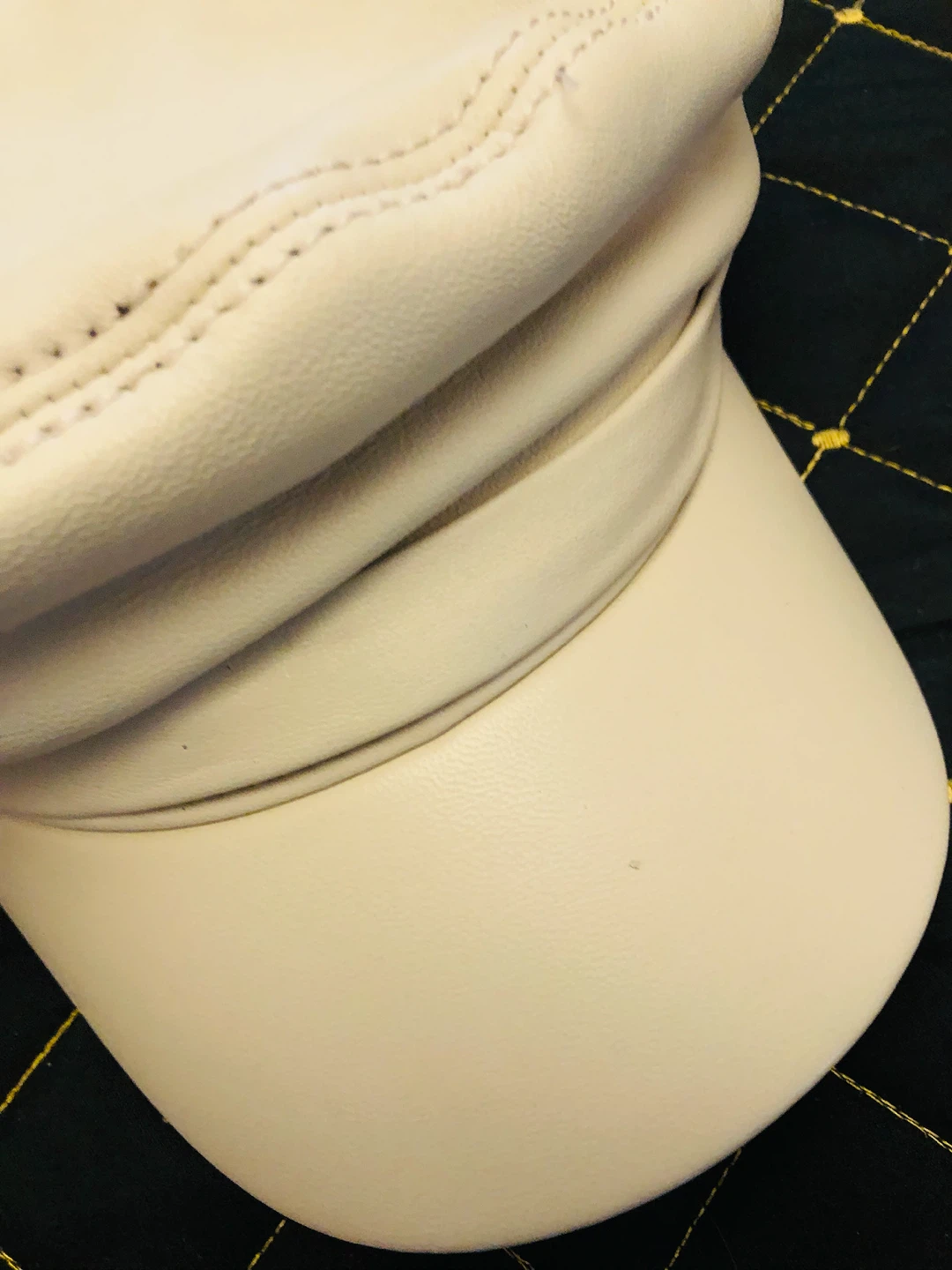 Women's  pure Leather Baker unisex Hat - Cream - photo 3