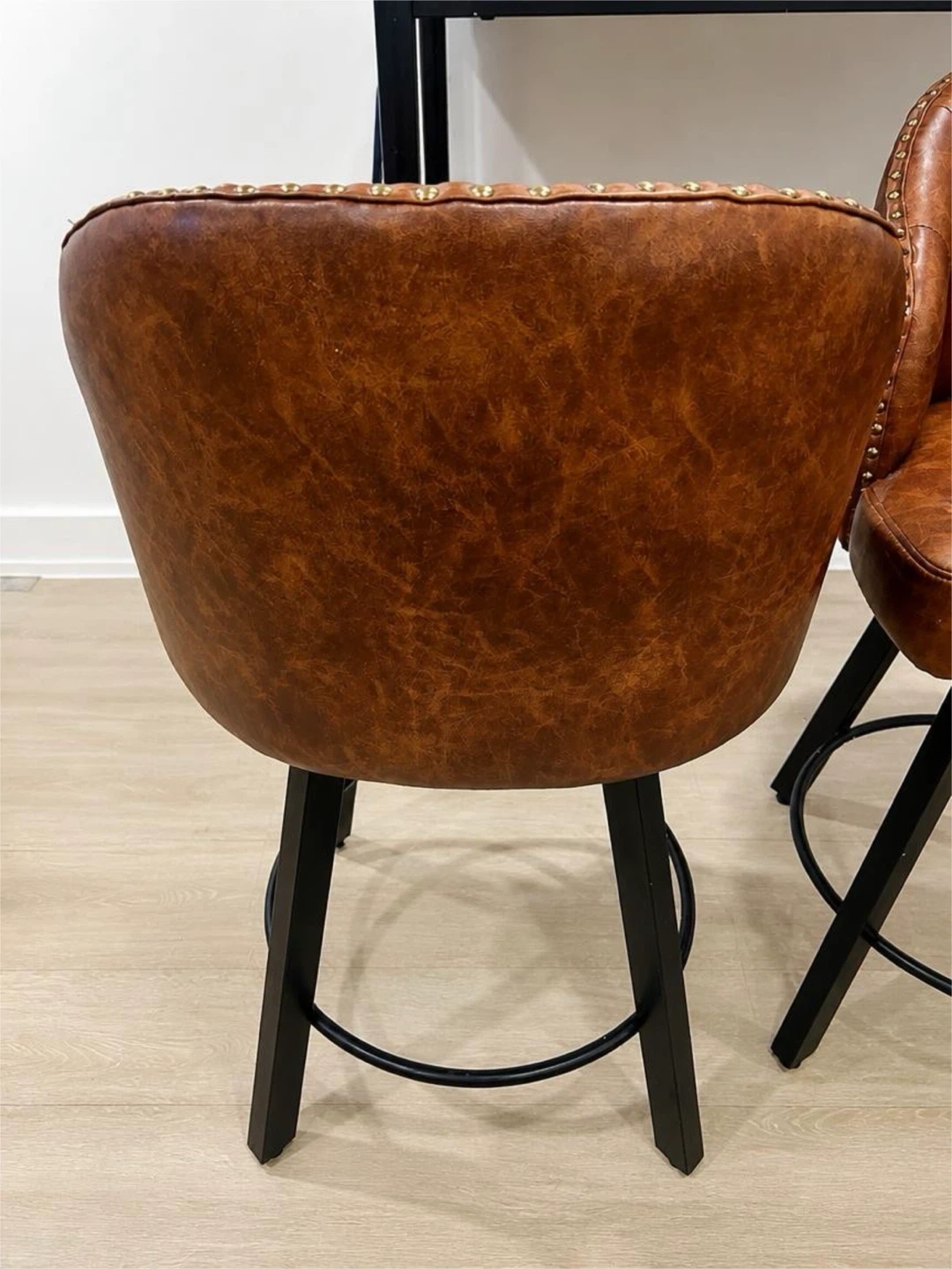 Set of 2 Brown Faux Leather Counter Height Bar Stools - 26" - photo 3