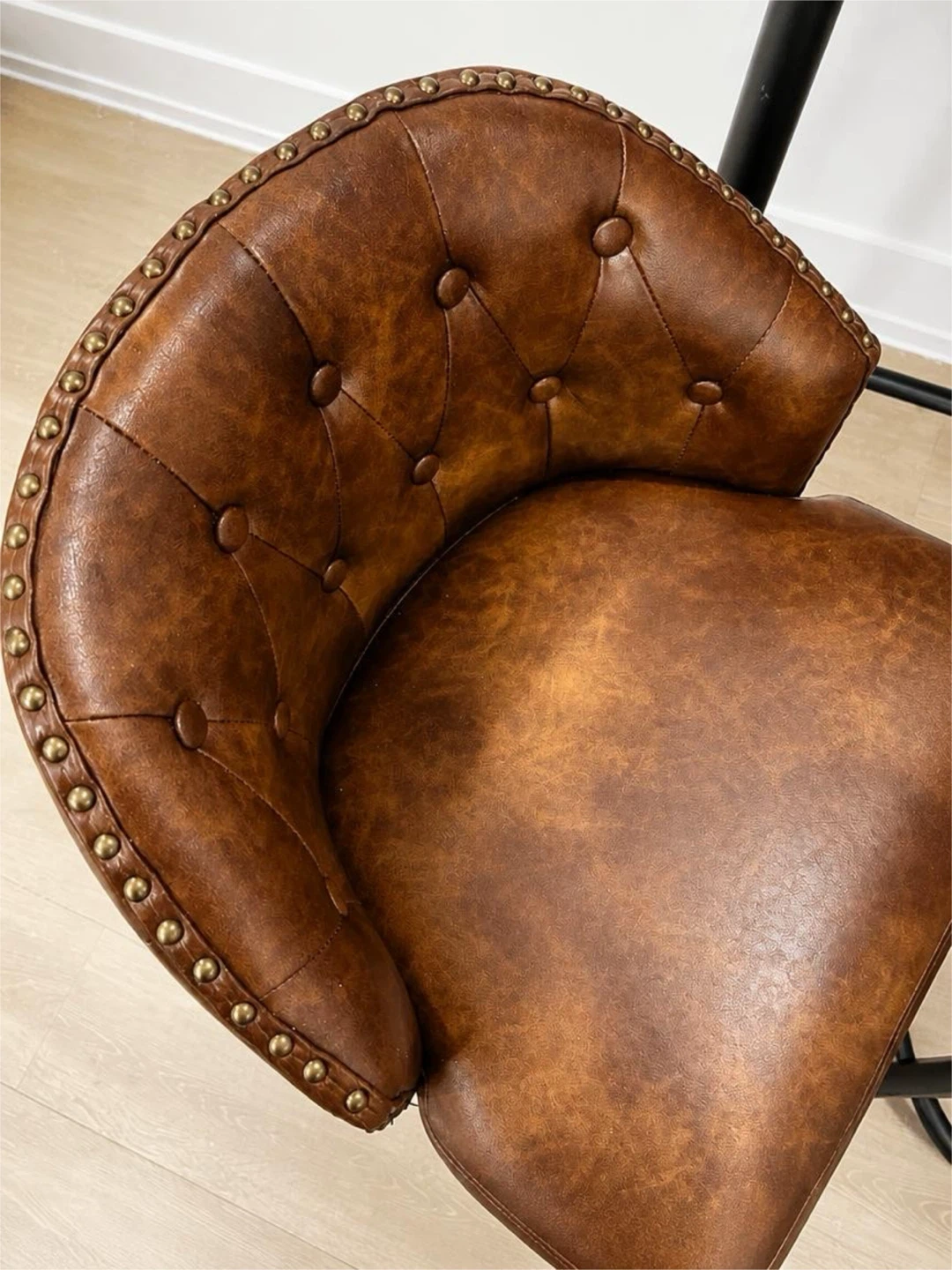 Set of 2 Brown Faux Leather Counter Height Bar Stools - 26" - photo 4