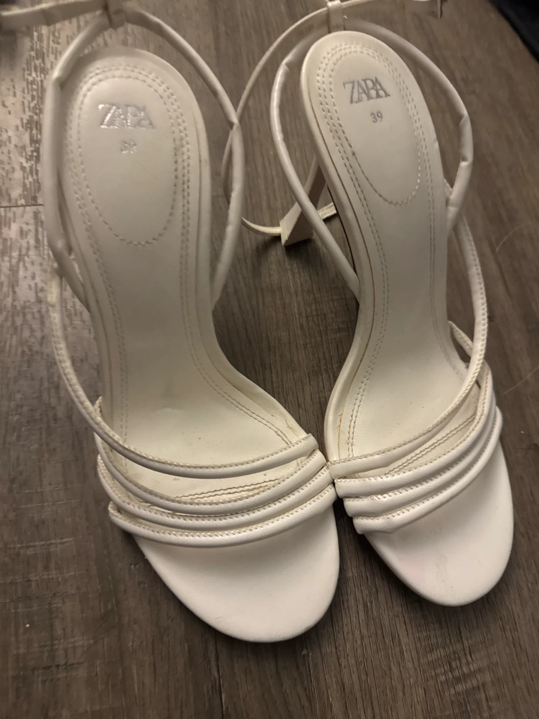 ZARA White Strappy Heeled Sandals - Size 39