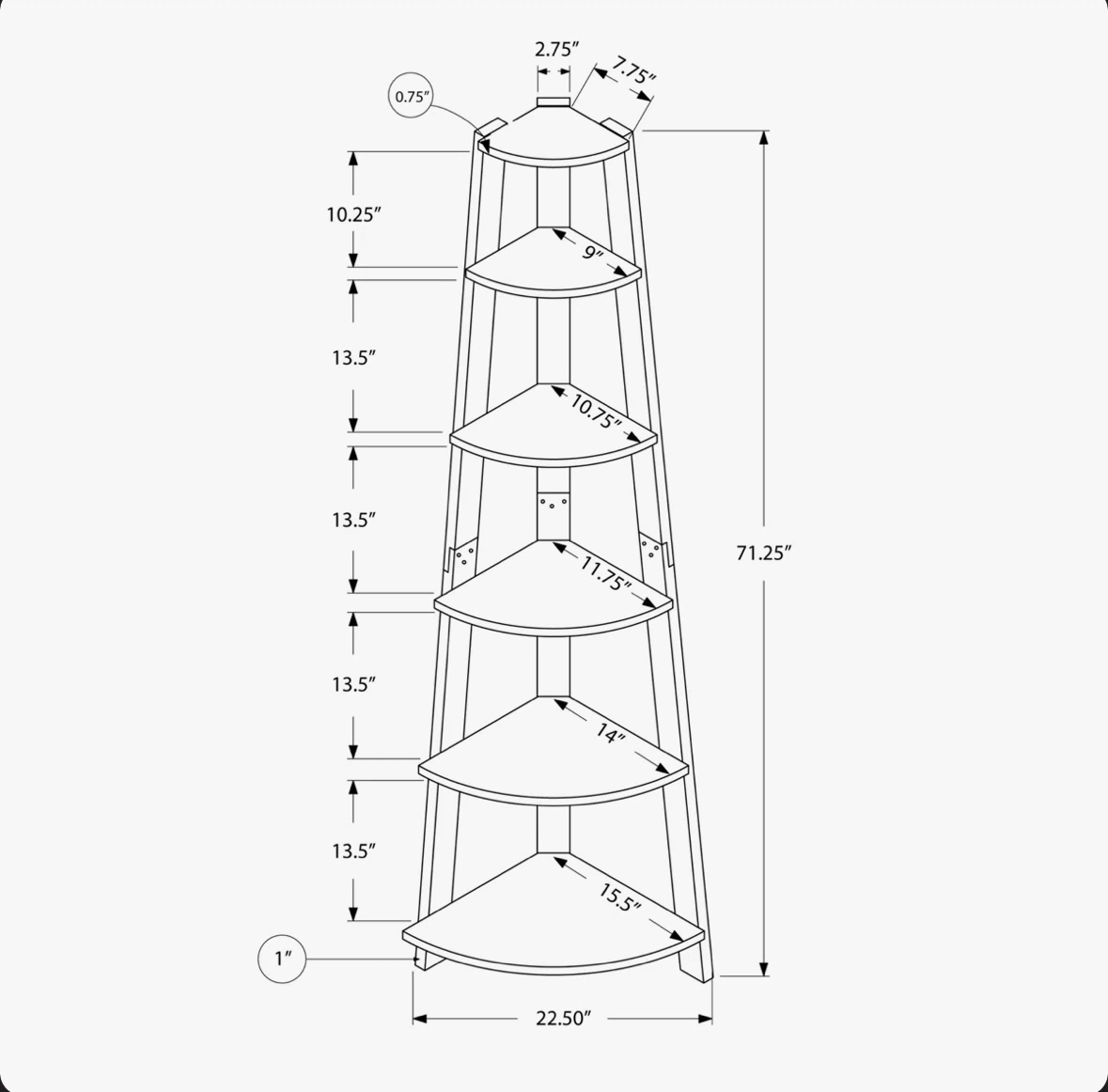 Corner Bookcase Shelf Display Unit 5-Tier - photo 3