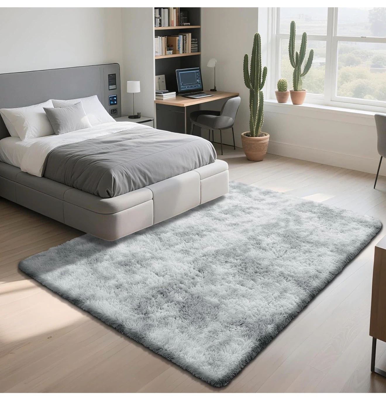 Mottled Light Grey Fluffy Area Rug - 5x8. 58 - photo 2