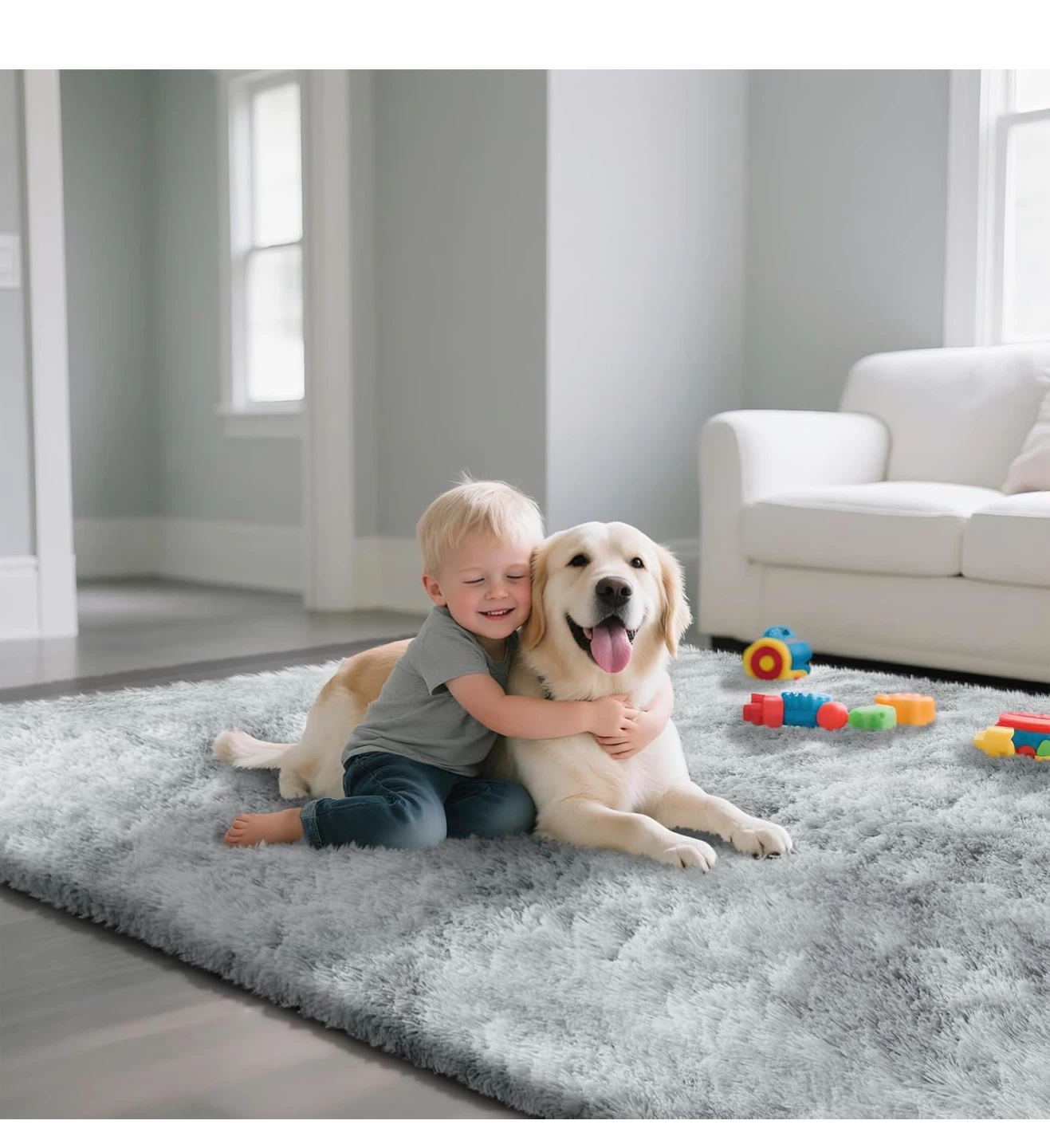 Mottled Light Grey Fluffy Area Rug - 5x8. 58 - photo 4