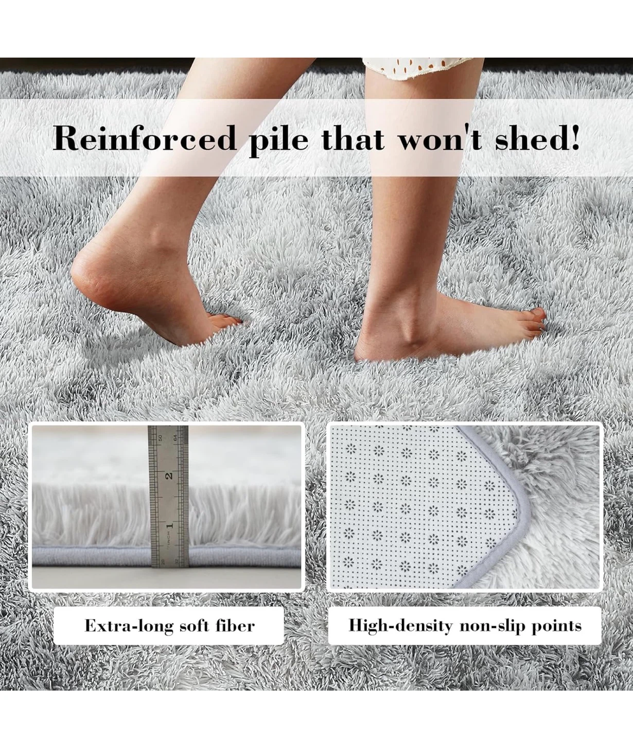 Mottled Light Grey Fluffy Area Rug - 5x8. 58 - photo 5