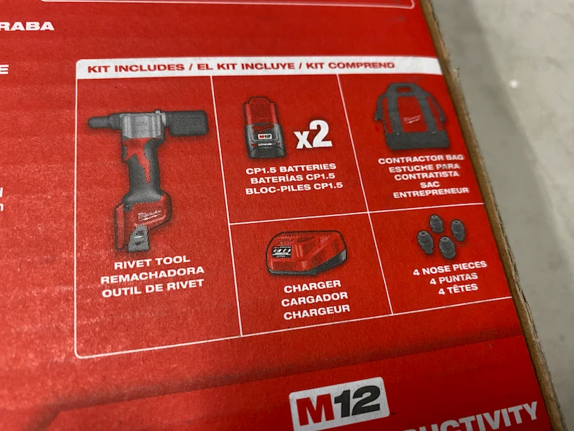 Milwaukee 2550-22 m12 rivet tool 2 batteries charger New in box - photo 4