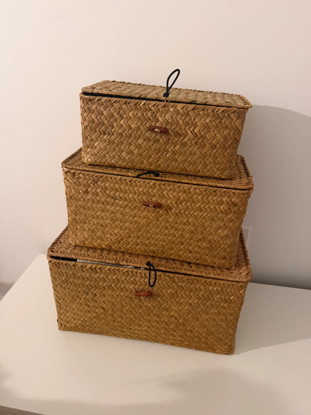 Set of 3 Woven Storage Baskets with Lids - photo 2