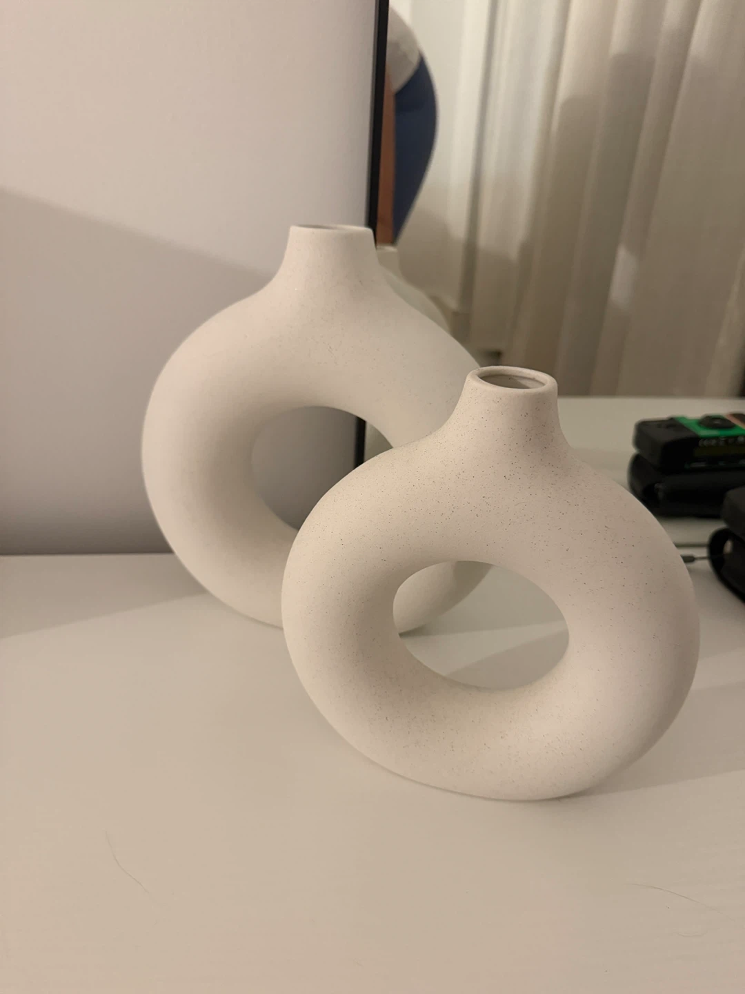 Modern White Ceramic Decorative Vases – Set of 2