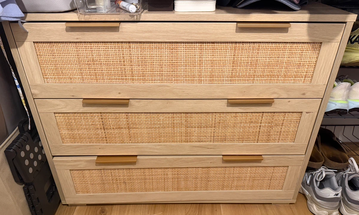 Rattan 3-Drawer Dresser / Storage Cabinet - photo 2