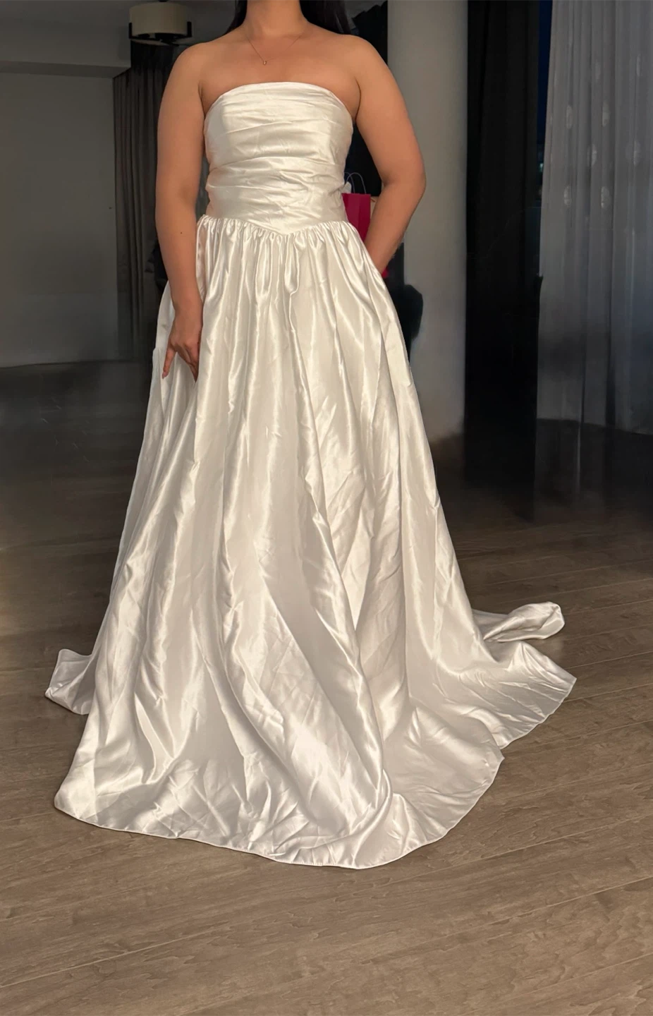 White Strapless Wedding Dress