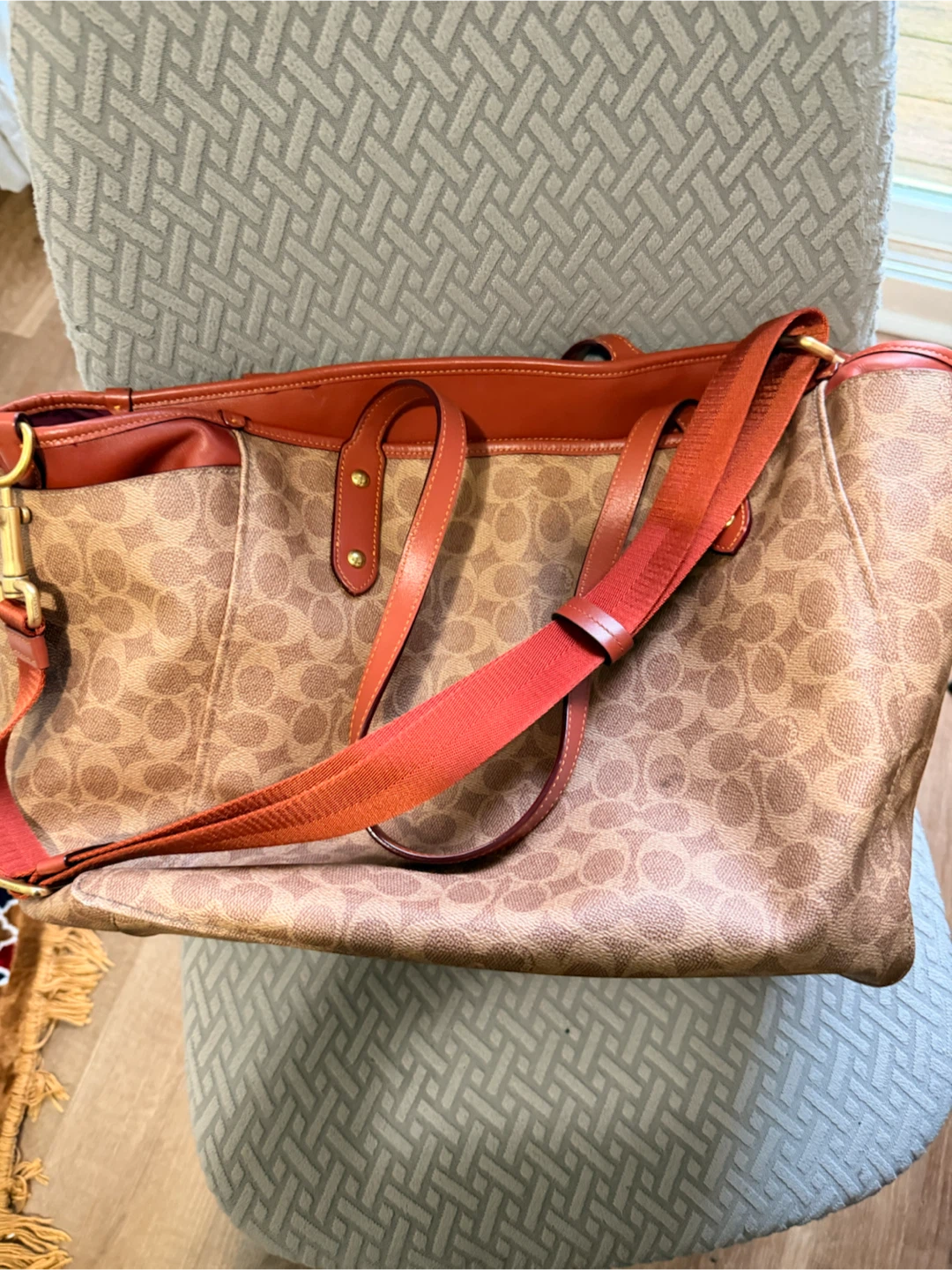 Coach Signature Print Leather Trim Tote Bag - photo 2