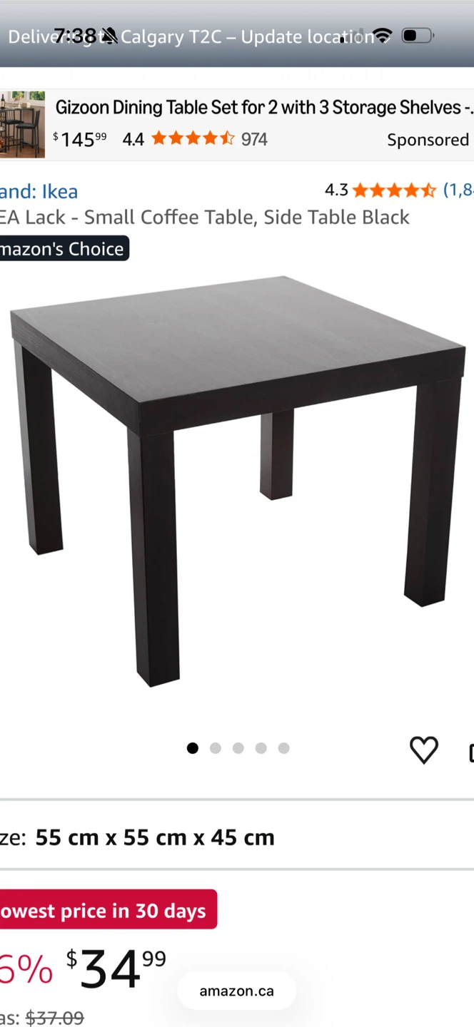 Ikea Lack Small Coffee Table - Black