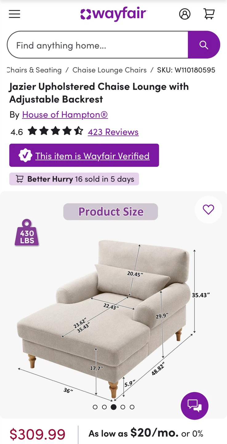 Cream Chaise Lounge - photo 3