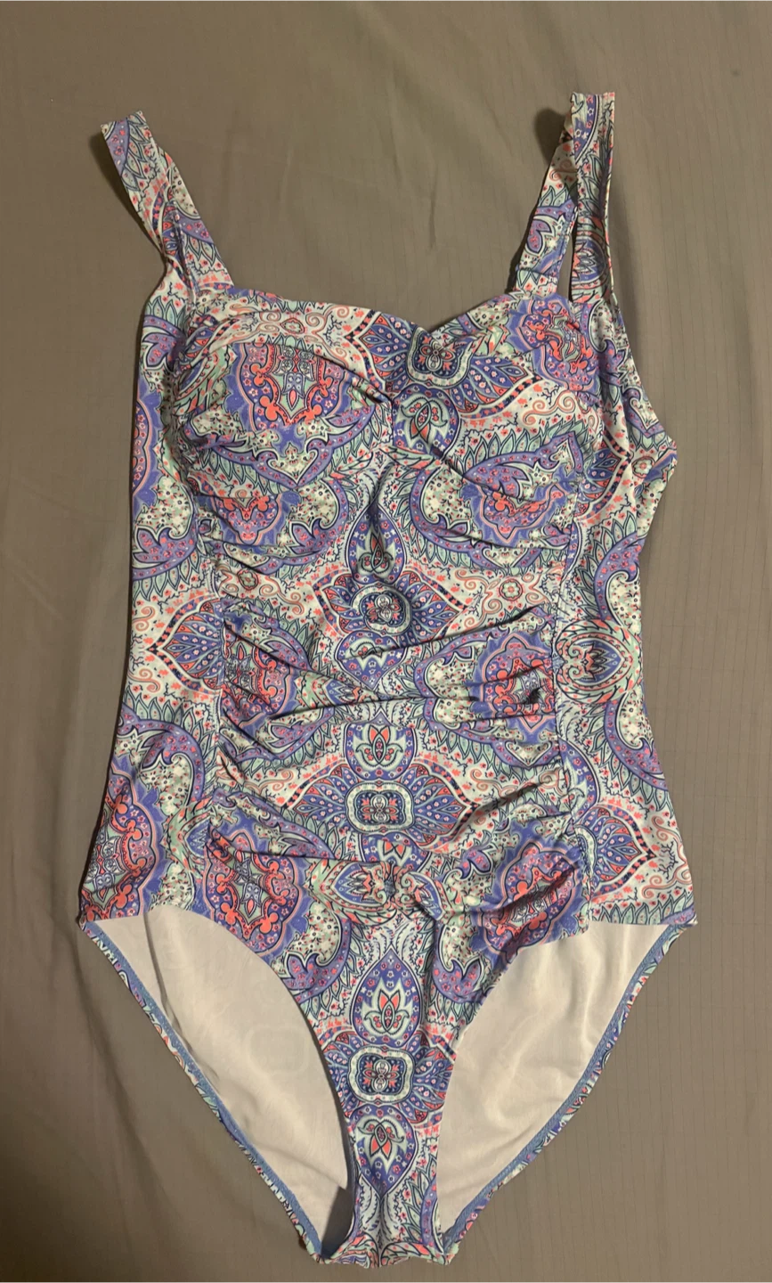 Hunkemoller Paisley Ruched One Piece Bathing Suit Size 8/10