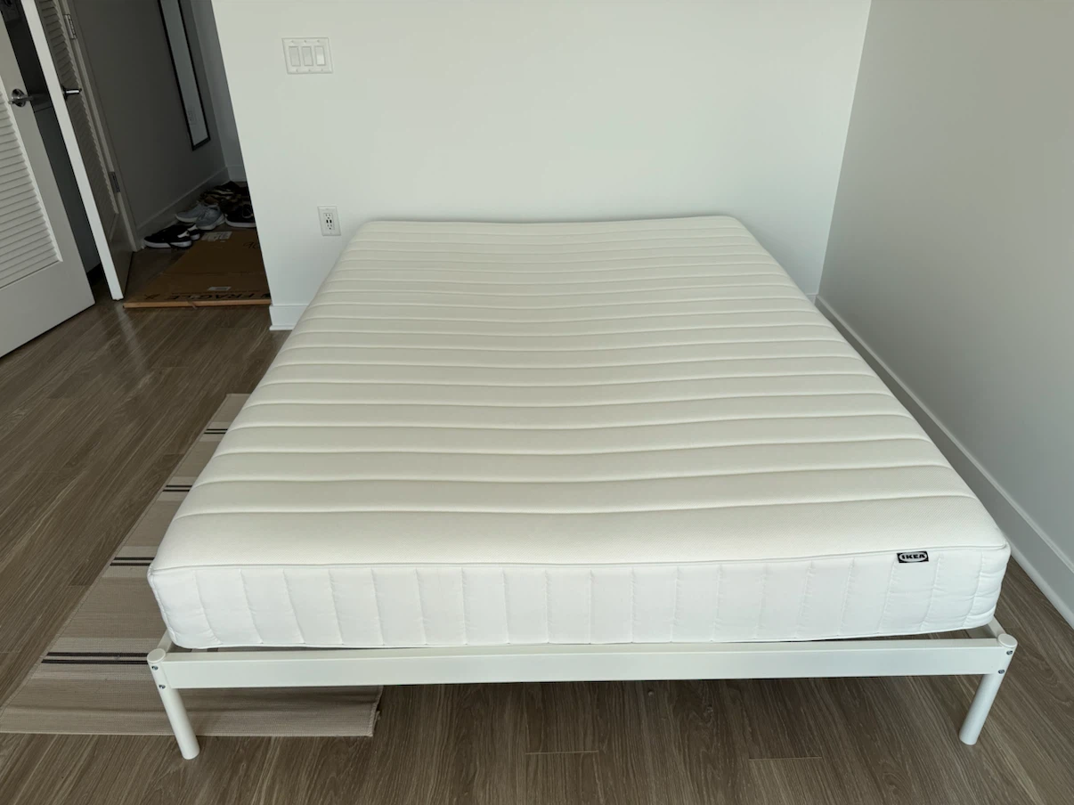 IKEA Bed Frame with Mattress and bedding - photo 3