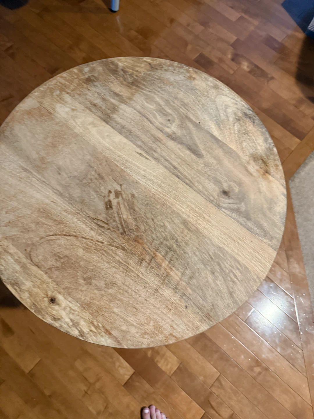 Round Wood and Metal Accent Table - photo 2