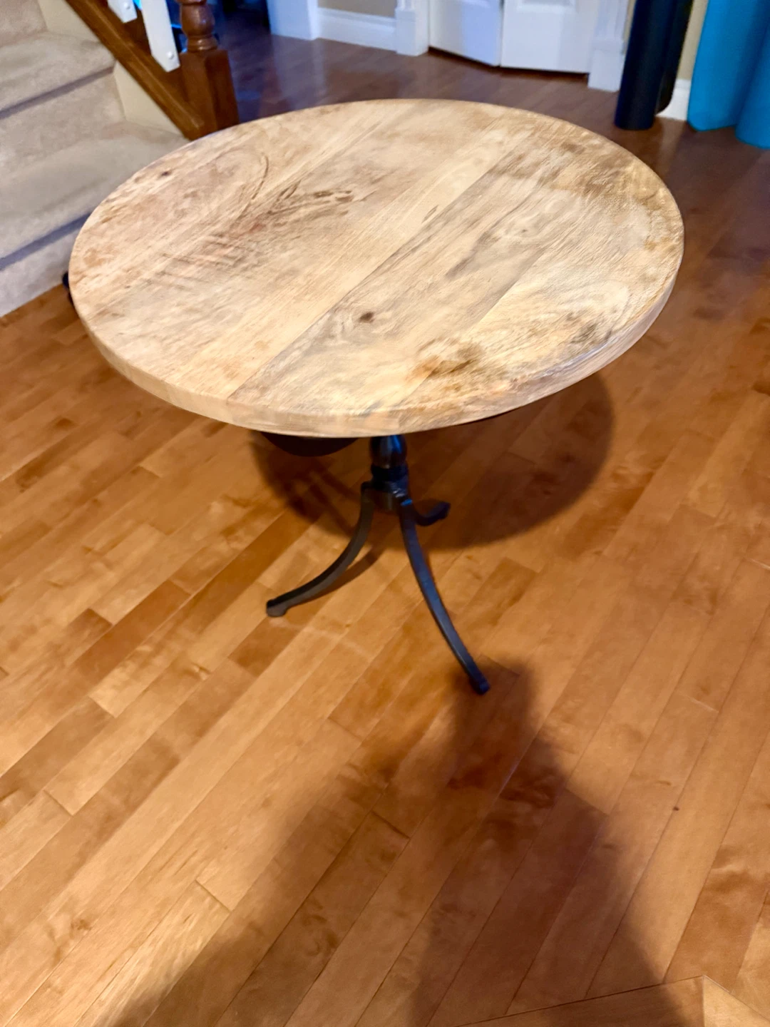 Round Wood and Metal Accent Table - photo 3