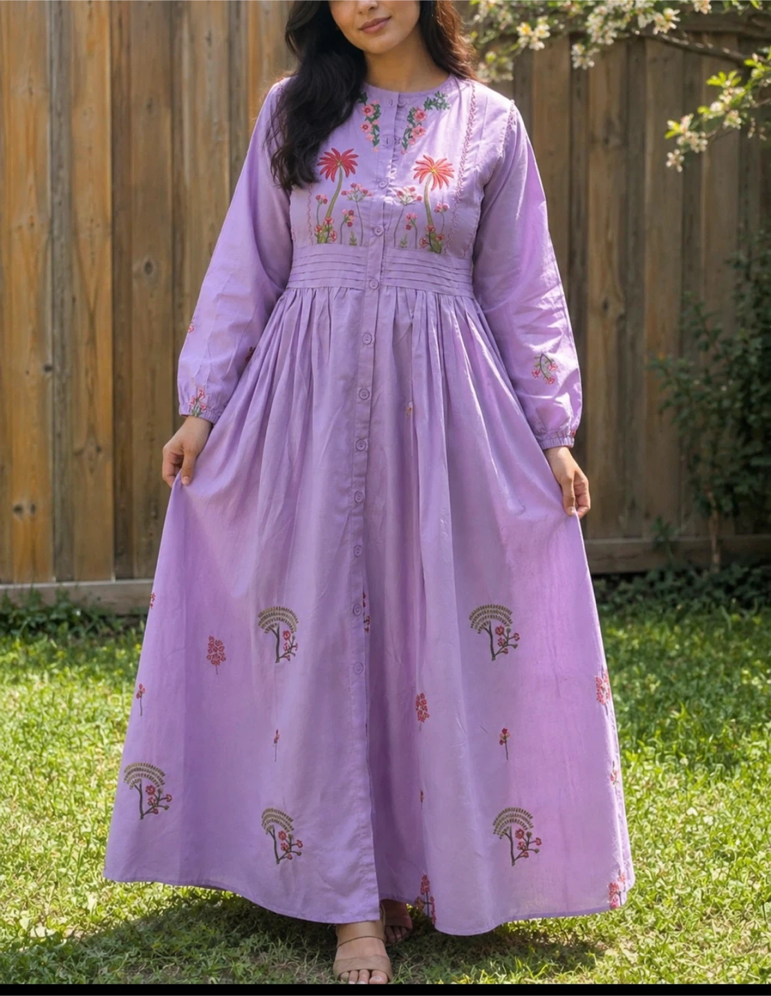 Lilac Embroidered Maxi Dress