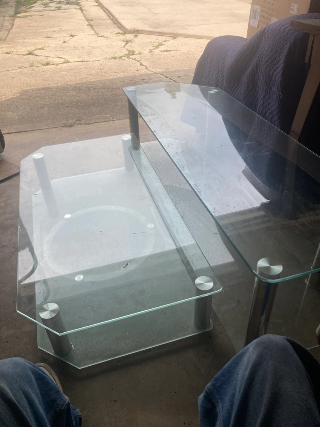 Glass and Metal 2-Tier Coffee Table