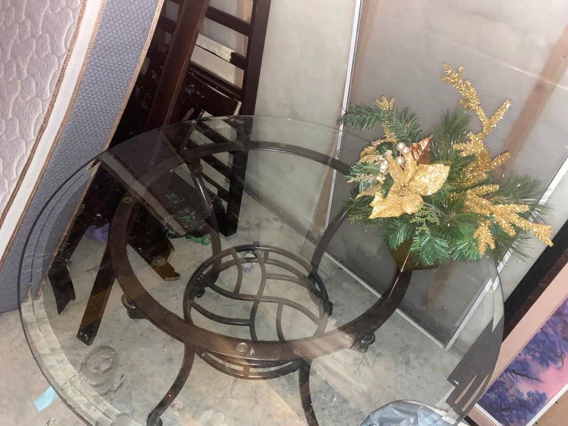Glass Top Round Coffee Table with Metal Base - photo 2